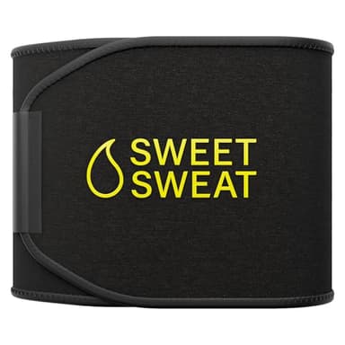 Sports Research Sweet Sweat Waist Trimmer (Core Series) - Premium Sweat Enhancing Fitness Band for Women & Men - Adjustable Fit · Latex-Free Neoprene - Yellow Logo, Small