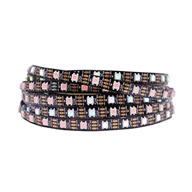 LOAMLIN WS2812B IC RGB 5050SMD ECO Individual Addressable LED Strip Light, 16.4FT 300LED 60LED/m Flexible Full Color IP30 DC5V Black PCB for DIY Project (No Power Adapter or Controller)
