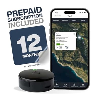 LandAirSea 54 GPS Tracker + 12-Month Prepaid Subscription. Long Battery, Magnetic, & Waterproof. Global GPS Tracker for Vehicles. Made in The USA from Domestic & Imported Parts