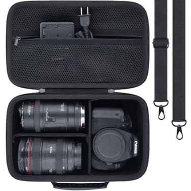 khanka Camera Case for Canon EOS Rebel T7/T100/T6/R50/R100/R5/R7/R8/R6 Mark II/SL3 DSLR Camera,Travel Protective Carrying Case for Canon EOS Rebel Camera and 18-55mm/18-45mm Lens(Case Only)
