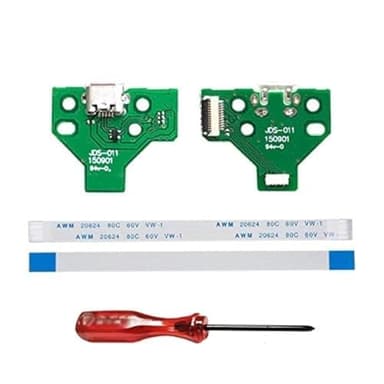 Rinbers® Pack of 2 JDS-011 Replacement Charging Port Micro USB Adaptor Charger Socket Circuit Board with 12 Pin Flex Cable for Sony PS4 2nd Gen DualShock 4 Controller
