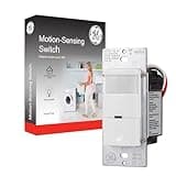 GE In-Wall Motion Sensor Light Switch, Motion Sensor Light Indoor Switch, Occupancy & Vacancy Options, Single Pole, 150 Degree 30ft Detection Zone, Custom Timer, Motion Sensor Light Switch, 11927