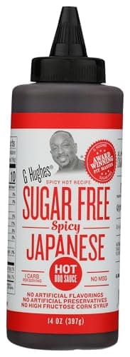 G Hughes Sugar Free Spicy Japanese BBQ Sauce - Gluten Free Hot Japanese Barbecue Sauce, Gourmet Asian Marinade for Fish, Meat, Chicken Wings, Stir Fry Vegetables, No Sugar - 14 Fl Oz (Pack of 1)