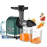Cold Press Juicer Machine for Wheatgrass Ginger Celery Beets, 200W Slow Masticating Juicer for Fruits and Vegs Juice Extractor with Reverse Function & Quiet Motor, BPA-Free, Dishwasher Safe