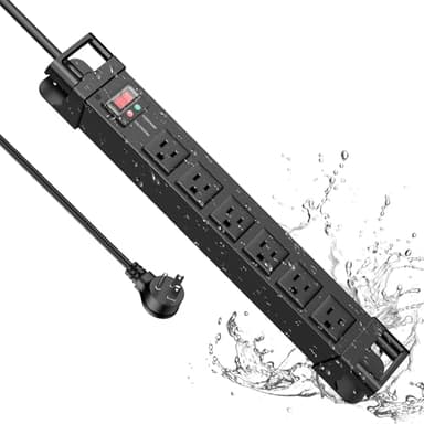 IPX6 Outdoor Power Strip Weatherproof,Metal Waterproof Surge Protector with 6 Outlets,Waterproof Extension Cord 6FT with Wall Mountable for Camping,Garden & Home ETL Listed