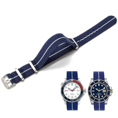 Niziruoup Nylon Elastic Watch Strap Military Parachute Style Watch Band 18mm 20mm 22mm Premium Striped Nylon One-Piece French Paratrooper Watchband Smartwatch Band Replacement Strap for Men Women