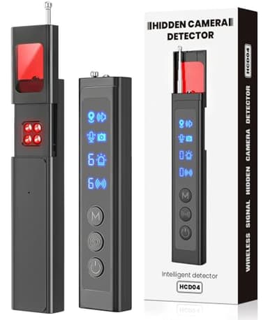 AI Hidden Camera Detector, Professional Optical Lens Scanner & Electronic Signal Finder, 6 Sensitivity Levels & 4 Modes, Infrared Camera Finder & GPS Tracker Detector for Hotel, Office, Car, Travel