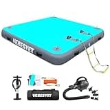 VEBESYET Inflatable Floating Dock Platform with Electric Pump, 8ft × 6.6ft × 8" Thick Multi-Person Floating Island Raft for Beach Lake Boating Ocean