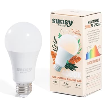 sunsy Shine - The Full-Spectrum Truly Flicker-Free Sunlight Bulb for Humans - Boosts Energy, Mood, and Circadian Rhythm for Better Health - Near Perfect CRI - US-Based Company
