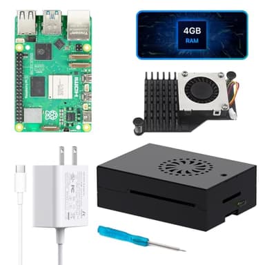 iRasptek Basic Starter Kit for Raspberry Pi 5 4GB RAM- Includes 4GB Board, 27W PD Power Supply, Pi5 Metal Case and Active Cooler