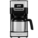 SHARDOR 8-Cup Programmable Coffee Maker with Thermal Carafe, Touchscreen Drip Coffee Machine with Timer, Regular & Strong Brew Options, Pause & Serve, Auto Shut-Off, Black & Stainless Steel
