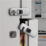 KIZZHISI 5 Pack Child Proof Refrigerator Lock, Baby Proofing Cabinet Locks, oven lock child safety, fridge lock, for Fridge, Drawers, Dishwasher, Oven, Cupboard, Closet, Adhesive, No Tools Need(Grey)