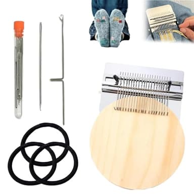 PatchMaker 2.0 Kit, Knitting Kit for Beginners, Mini Portable Patch Darning Loom Kit, Patchwork Weaving Tool Set for Quickly Sewing Repair (14 Hooks)