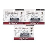 i-Envy Semi-Permanent Lash Glue Adhesive for Individual Cluster Lashes & Lash Extension (Jet Black 3 Pack), Waterproof Strong Hold, Long-Lasting Up to 2 Weeks, Latex-Free, Perfect for Sensitive Eyes