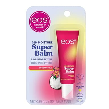 eos 24H Moisture Super Balm - Coconut Milk, Day or Night Lip Treatment, Made for Sensitive Skin, Lip Balms & Moisturizers, 0.35 fl oz