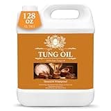 128 OZ Pure Tung Oil for Wood Outdoor/Indoor, Food Grade Sealer, 1 Gallon Tung Oil Finish, Waterproof Wood Oil for Furniture, Cutting Board, Teak, Floor — Food Safe, Indoor Use