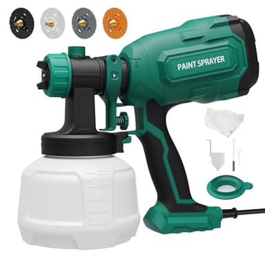 Paint Sprayer, 700W HVLP Spray Gun with 4 Brass Nozzles & 3 Patterns, Paint Gun with Adjustable Spray Width, Paint Sprayers for Home Furniture, Cabinets, DIY Works, Door, Garden Chairs etc.
