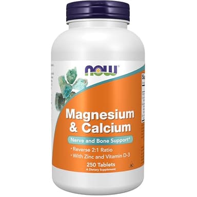 NOW Foods Supplements, Magnesium & Calcium, With Zinc and Vitamin D-3, Nerve and Bone Support*, 250 Tablets
