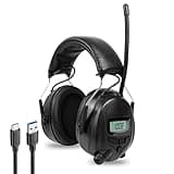 YUANRAN 27dB NRR Ear Protection Headphones,AM/FM Headphones with Digital Display,Noise Reduction Safety Ear Muffs for Mowing Landscaping and Workshops