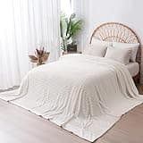 Vessia Oversized King Size Cream Blanket 10x10, Large Solid Stripe Blanket for Family and Friends, Suitable for Couch, Sofa, Bed, Warm and Soft Home Decor for All Seasons(120x120 inches)