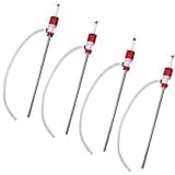 TERA PUMP [ 4PK ] Drum Siphon Hand Pump, Barrel Hand Pumps Oil Gas Diesel e85 Corrosives Thinners Barrel Drum Pump Piston Action for 55 gallon drums