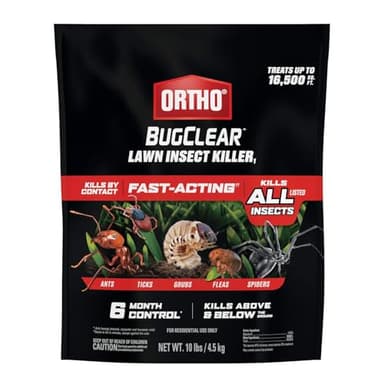 Ortho BugClear Lawn Insect Killer1 - Lawn Bug Killer Granules, Kills Ants, Spiders, Ticks, Fleas, & Grubs, Treats up to 16,500 sq. ft., 10 lb.