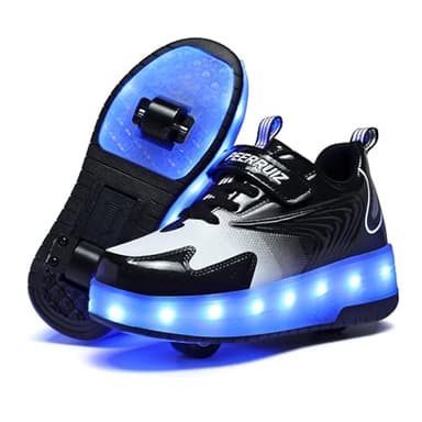 Ehauuo Unisex Roller Shoes Kids Sparkling Wheels Shoes Girls Light up Roller Skates Sneakers Boys Rechargeable Flashing Sneakers for Gift