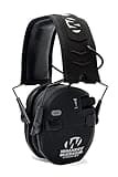 WALKER'S Razor Electronic Quad Muff w/ Bluetooth | 4 Mics 360-Degree Sound Capture 23dB NRR Hearing Protection Range Shooting Earmuffs w/ 2 AAA Batteries, Black