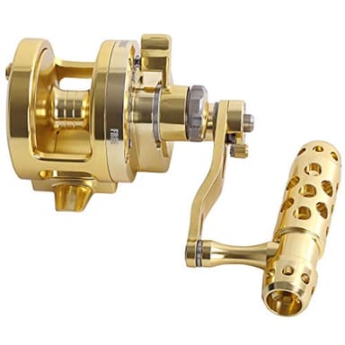 2-Speed Slow Pitch Jigging Reel – 20kg/44lbs Lever Drag, 4.5:1 & 2.1:1 Ratios – Full Aluminum Saltwater Conventional Trolling Reel for Big Game Fishing, Right Handed