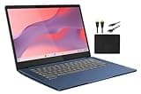 Lenovo 2023 14'' FHD Touchscreen Slim 3 Chromebook Laptop Business Student, 8-Core MediaTek Kompanio 520 Processor, 4GB RAM, 64GB eMMC, WiFi 6,Chrome OS+MarxsolCables, Abyss Blue