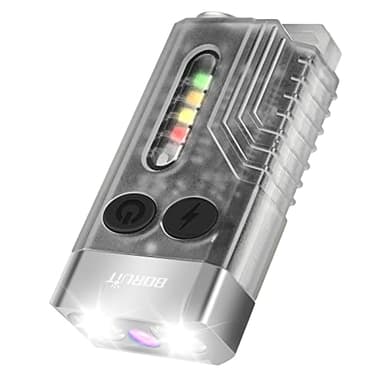 BORUIT V10 Small Powerful Flashlight with 365nm UV Black Light - Super Bright, USB C Rechargeable Led Keychain Flash Light with Cob Side Light, Magnet