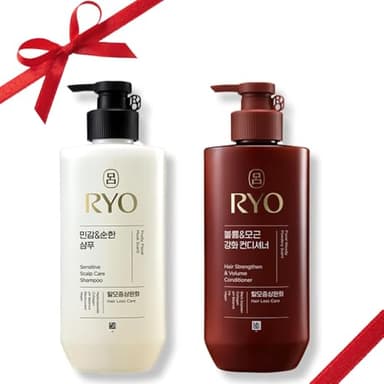 RYO Sensitive Scalp Care Shampoo with Korean Ginseng & Caffeine | Soothing Relief for Sensitive Scalp, Anti Hair Loss Care & Strengthening Formula, Dermatologist Tested, 16 Fl Oz | Holiday Gift
