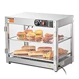 VEVOR 2-Tier Commercial Food Warmer Display, 800W Food Display Warmer with Light to Enhance Food Display, 86℉~185℉ Temperature Control, 58L Large Capacity for Hamburger, Pizza, Bread, Fried Chicken