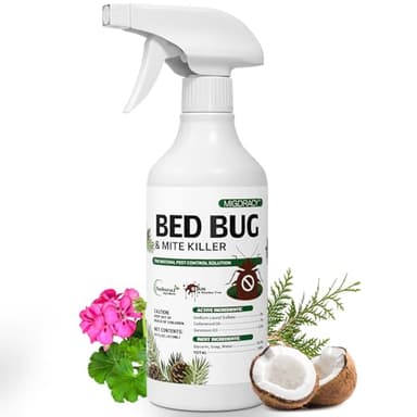 Natural Bed Bug Spray, Non-Toxic 16oz Sprayer, Plant-Based Bedbug & Dust Mite Repellent, Safe for Family & Pets, Fast-Acting Treatment Kills Bed Bugs, Mites