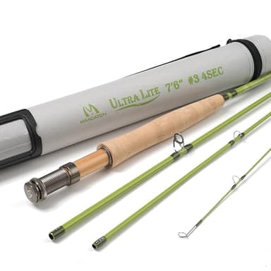 Maxcatch Ultra-Lite Fly Rod for Stream River Panfish/Trout Fishing 1/2/3 Weight and Combo Set Available (2-Weight 6'6'' 4-Piece)