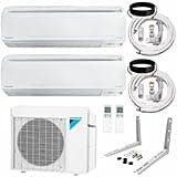 Daikin 2-Zone (2MXS18W) Ductless Mini-Split A/C Heat Pump System w/Maxwell 16 ft. Installation Kit and Wall Mounting Bracket (12K+12K)