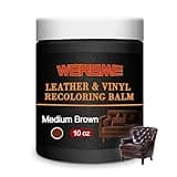 WERBME Leather Recoloring Balm, 10 OZ Medium Brown Leather Dye Recolor, Leather Scratch Remover, Leather Repair Kit for Furniture Restore & Renew Restore Cracked, Scuffed and Peeling Leather