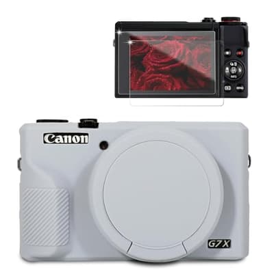 Frevyve Case for Canon G7X Mark III Camera, Soft Silicone Protective Case, Powershot G7X Mark III Sleeve with Removable Lens Cover & Screen Protector Accessories, Slim Fit, Anti-Scratch (Grey)