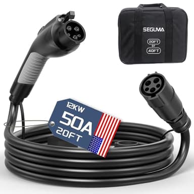 EV Charger Extension Cable, 50Amp 20ft J1772 Extension Cord Compatible with Level 1/Level 2 EV Charger, SAE J1772 Car Charger Extension Cable with Carrying Bag, IP66 50A EV Charging Extension Cable