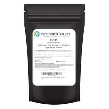 Prescribed for Life Borax Powder, Household Laundry Booster, Slime Activator & Multipurpose Cleaning Powder, All Natural Sodium Borate Powder, 1 lb