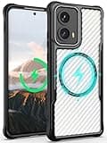 Magnetic for Motorola Moto Edge 5g 2024 Case [Compatible with Magsafe & Military-Grade Protection] Slim Protective Translucent Carbon Fibre Texture Matte for Moto Edge 2024 (Black)