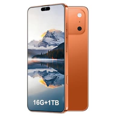 KFYKFY 17PM Unlocked Phone, 16+1TB Cell Phone, 6.99" HD Display 5G Smartphone, Long Battery Life 7000mAh, 68+108MP Zoom Camera, Fingerprint Lock/Face ID/Dual SIM/Android 15.0(Orange)