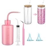 Teenyyou 5 Pcs Snow Globe Tumbler Supplies for Glitter Snow Globe DIY Contains Plastic Squeeze Bottle Small Funnel Tweezers Bent Syringe for Cup Making Supplies