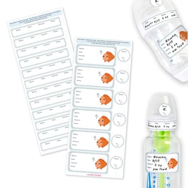 Mabel’s Labels Baby Bottle Labels – 24 Customizable Write-and-Wipe Name Labels for Daycare, Milk Storage & Bottles – Reusable, Dishwasher, Sterilizer & Microwave Safe – Underthesea