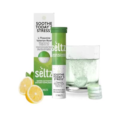 Seltz® Soothe Today’s Stress – Effervescent Vitamins for Relaxation & Focus with L-Theanine, Magnesium & Vitamin D3 – Lemonade Flavor, No Sugar Added, 15 Tablets (Pack of 1)