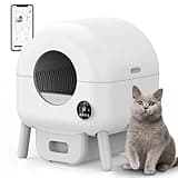 Self Cleaning Litter Box - 105L Automatic Litter Box for Multiple Cats, 1 Roll Trash Bags and Mat Included, App Control, Little-White