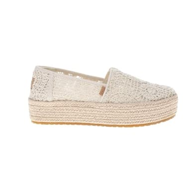 TOMS Women's Valencia Espadrille, Fabric Upper, Natural Crochet Lace, 6.5B