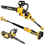 2-IN-1 Cordless 10-Inch Pole Saw And Chainsaw Compatible with Dewalt 20V MAX* Battery, Auto Oiling, Total Reach of Max 15ft, Electric Pole Saw for Tree Trimming Pruning (Battery NOT Included)