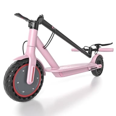 Roinside Pink Electric Scooter - 8.5" Solid Tires, 350W Motor, Up to 19 MPH&16Miles Long-Range Commuting Foldable E-Scooter for Adults with Dual Braking System and Smart App