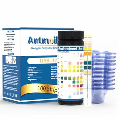 Antmoilios 12-Panel UTI Test Strips Kits for Urinalysis 100ct, Women Urine Treatment & Prevention at Home, URS Testing Kit for Kidney, Ketone, UTI, Keto Diet, Ketosis, Hydration, Proteinuria, & More